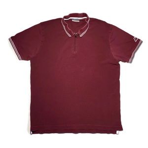 Kappa Mens Burgandy Quarter Zip Polo Collar Shirt